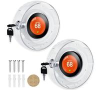 2PC Round Thermostat Lock Case with Key, Upgraded,Thermostat Cover Universal, Thermostat Lock Case Clear, Electrical Safety Products, Fits Round Nest Thermostat(3.5x3.5x1.9 in) or Smaller