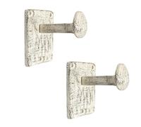 2PC Rustic Cast Iron Wall Hooks - Pair of Robust Victorian-Style Railway Spike Hangers for Coats, Bags & Tools - Country House or Industrial Decor - White Finish - Large
