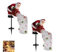 2PC Santa’S Pour, Christmas Santa Solar Delivering Light, Flowing Warm White Fairy Lights, Solar-Powered Santa Light, Solar Powered Santa Figurine Outdoor Decoration for Yard, Patio, Lawn and Pathway