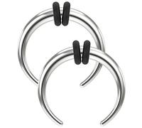 2pc Septum Bar Pincher Buffalo Taper Horseshoe Bar Steel Double Rubber O-Rings Crescent C-Shape Tapers 14g 1.6mm