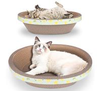 2pc Set Includes 1 X 19.5 Large + 1 X 14.96 Cute Cat Scratcher Cardboard Bed Lounger Couch, Cat Scratching Board Lounge Box Durable, Corrugated Cat Scratch Pad for Indoor Cats Furniture Protector