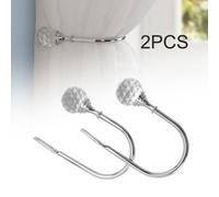 2Pc Set Silver Metal Crystal Curtain Holdback Wall Tie Backs Hooks Hanger Holder