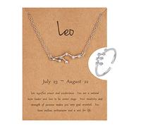 2PC/SetNecklace and Ring 12 Constellation Necklace Astrology Crystal Necklace Knuckle Ring Birthday s for Women Girl