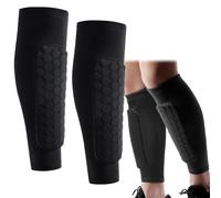 2PC Shin Defender Compression Sleeve With Honeycomb Pads, Pull On Shin Pads, Shin Defender Washable, Shin Defenders With Honeycomb Compression Sleeve For Kids, Boys, Teenagers, Adults