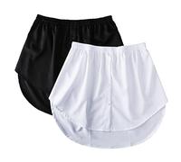 2PC Shirt Extenders for Women UK Fashion Girl Adjustable Layered Fake Top Lower Sweep Shirt Half Length Mini Skirt for Women Girls Size S-5XL Silver