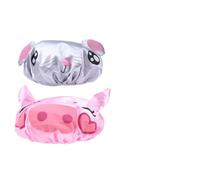 2pc Shower Cap Cartoon Bath Hat PVC Satin for Hair Washing | Little Mouse and Pink Pig Style, Foldable Design, Shower Use, Stays in Place, Packable Random Style