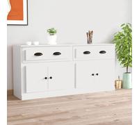 (white) vidaXL Sideboards Storage Cabinet Cupboard Highboard 2 pcs Engineered Wood