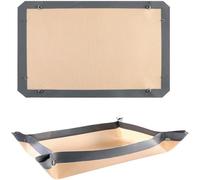 2PC Silicone Fiber Baking Mat with Buckle, No Leak & Non Stick, Corners Snap Together to Form Leakproof Tray