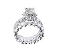 2PC Silver Promise Rings Delicate Design Set Fashion Ring Light High Grade Ring Antique Looking Rings (Silver, 5)
