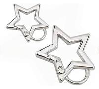 2Pc Silver Star Shaped Stainless Steel Keychain Clip Key Holder Carabiner Clip Carabiner Snap Hook Holder Star Hook for Keys and Wallet with Key Chain Rings Accessories