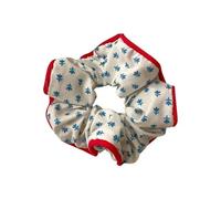 2pc Small Fresh Floral Hair Scrunchies Women Printing Elastic Large Intestine Fabric Headwear Simple Accessories(WHITE)