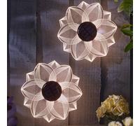 2Pc Solar Wall Lights 19cm Colour Changing or Warm White Outdoor Lights | Decorative Acrylic Etched Solar Powered Garden Wall Lights - Garden Ornaments Outdoor, Autumn Decoration