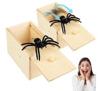 2PC Spider Scare Prank Box, Handmade Fun Joke Scarebox Toy, Spider in a Box Prank, Wooden Spider Box Prank, Fake Spider Toy Scare Box Practical Jokes Pranks for Kids Adults