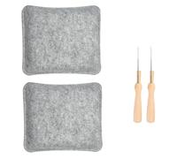 2PC Square Needle Felting Kit,Grey Sponge Needle Felting Kit,Natural Wool Needled Felting Pad,Needle Felt Tool For Wool Craft,For Beginners Crochet Knitting Felting Projects Tool,18*15*3.5CM,Kiuiom