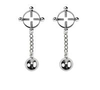 2Pc Stainless Steel Adjustable Nipple Clamps with Chain Set Woman Nipple Clips Breast Bondage Restraint Slave Female Sex Toy White L