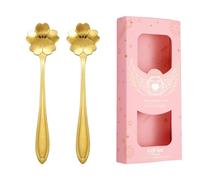 2PC- stainless steel cherry blossom rose coffee spoon household fresh and exquisite personality-cherry blossom spoon [powder box]