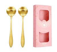 2PC- stainless steel cherry blossom rose coffee spoon household fresh and exquisite personality-rose spoon [powder box]