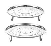 2pc Stainless Steel Steam Rack Set, Round Steaming Stand with Removable Legs, Steaming Rack Stand Steamer Basket Tray for Home Kitchen Cooking Pressure-Cooker Accessories (20cm, 22cm)