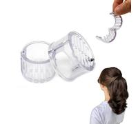 2Pc Strong Hold Pony Tail Buckle, Pony Popper Hair Clip Set for Women, Small Ponys Poppers Buckle, Clear Plastic Ponytail Holder with Comb Teeth, for Daily Wear, Travel