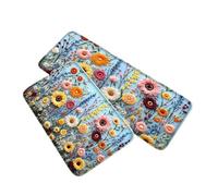 2pc Summer Fresh Floral Pattern Kitchen Door Mat for Hallway, Kitchen
