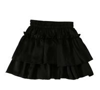 2pc Summer Skirt Women Slim Fit Mini Skirts All Match Elastic High Waist for Women(S) Black