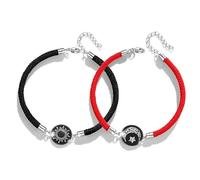 2pc Sun Moon Luminous Wristband Couple Rope Bracelet Handmade Glow at Night Braided Adjustable Bracelet Promise Matching Bangle Wedding Love Friendship Anniversary Valentine's Day Gifts for Women Men