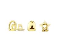 2PC Tooth Grillz for Women Gold Silver Grills for Your Teeth Punk Rhinestones Cross Grillz Hollow Out Heart Star tooth cap Hip-Hop Jewelry Gift for Women Men, One Size, brass, No Gemstone