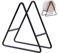 2PC Triangle Coaster Holder Black Iron Metal Holder Storage Caddy for Both Round and Square Coasters Fit 4 to 9 Pieces Coasters,4.3 Inch