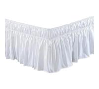 2pc Twin/Full/Queen/King Size Bed Skirt Ruffle Fit Bedspread Double Adjustable Elastic Belt 40cm Height Jupe De Lit For use in the Bedroom(White,King 203x198x40cm)