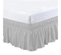 2pc Twin/Full/Queen/King Size Bed Skirt Ruffle Fit Bedspread Double Adjustable Elastic Belt 40cm Height Jupe De Lit For use in the Bedroom(Light Grey,Twin 190.5x99x40cm)