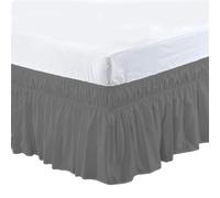 2pc Twin/Full/Queen/King Size Bed Skirt Ruffle Fit Bedspread Double Adjustable Elastic Belt 40cm Height Jupe De Lit For use in the Bedroom(Dark Grey,Full 190.5x137x40cm)