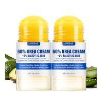 2PC Ultimate Cracked Heel Balm Duo: 60% Urea Foot Cream Plus 2% Sali-cylic Acid - Maximum Strength Fast-Absorbing Hand Foot Repair, Dry Skin, Vegan Foot Cream for Women Men