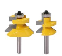 2pc V Groove Matched Tongue Router Bit Set Ball Bearings Woodworking Cutte,12mm Shank