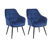 2PC Velvet Tub Accent Dining Chairs simpa Blue One Size
