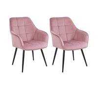 2PC Velvet Tub Accent Dining Chairs simpa Pink One Size