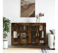 vidaXL Wall Mounted Cabinets Side Cabinet 2 pcs Smoked Oak Engineered Wood