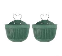 2PC Wall Mounted Flower Planters Semicircular Resin Design for Optimal Plant Growth and Aesthetic Appeal (Green)