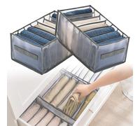 2PC Wardrobe Clothing Organizer Mesh Clothes Storage Organizers,7 Grids Closet Drawer Divides Storage Organization Box for Thin Jeans,T-shirts,Skirts,Dresses,Yoga pants,Jean Organizers for Closet