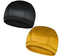 2PC Wave Cap for Men Waves, Black/Gold, One size