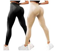 2PC Women Anti Cellulite Leggings 3D Compression Push-Up Opaque High Waist Slimming Scrunch Gym Yoga Running Legging Seamless Tummy Control Stretchy Yoga Pants