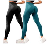 2PC Women Anti Cellulite Leggings 3D Compression Push-Up Opaque High Waist Slimming Scrunch Gym Yoga Running Legging Seamless Tummy Control Stretchy Yoga Pants