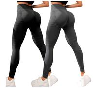 2PC Women Anti Cellulite Leggings 3D Compression Push-Up Opaque High Waist Slimming Scrunch Gym Yoga Running Legging Seamless Tummy Control Stretchy Yoga Pants