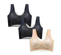 2Pc Women Bras Libiyi Push-Up Lace Bra Wmbra Posture Correcting Bra Anti-Sagging Wireless Bras Plus Size Comfy Crossover Surpport Everyday Bralette Minimizer