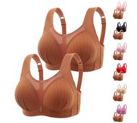 2PC Women Everyday Bras Sale Clearance, Ladies Full Coverage Wireless Bras High Impact Seamless Padded Yoga Bralette with Adjustable Straps Woman's Bra for Workout Fitness Plus Size Sleep Bras