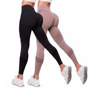 2PC Women's 3D Anti-Cellulite Compression Leggings High Waist Tummy Scrunch Push-Up Stretchy Yoga Pants for Gym Daily Wear Active Effortlessly Redefine Your Silhouette Black