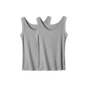 2PC Womens Tank Top with Built in Bra Hidden Support Sleeveless Comfortable Soft T Shirts Summer Cotton Linen Loose Blouse Tops Ladies Solid Color Underwear Grey