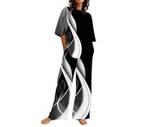 2PC Women's Trouser Suits Track Suits for Women UK Ladies Trouser Suits Womens Suits Plus Size Short Sleeved with Trousers Suits for Teenagers Summer Ladies Trouser Suits for Special Occasions Sales
