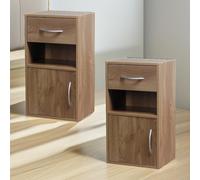 2PC Wooden Bedside Nightstand Oak Bedroom Furniture Pirlo Plush Brown One Size