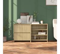 2PC Wooden Sideboard Cabinet Cupboard Unit Storage Furniture w/ Doors & Shelves