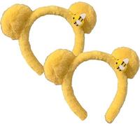 2Pc Yellow Bear Ears Plush Hairband | Cartoon Bear Ear Hair Hoop | Cute Bears Ear Stuffed Headband with Bee | Soft Animal Head Wear Hair Hoop Costume Accessories for Kids & Adults